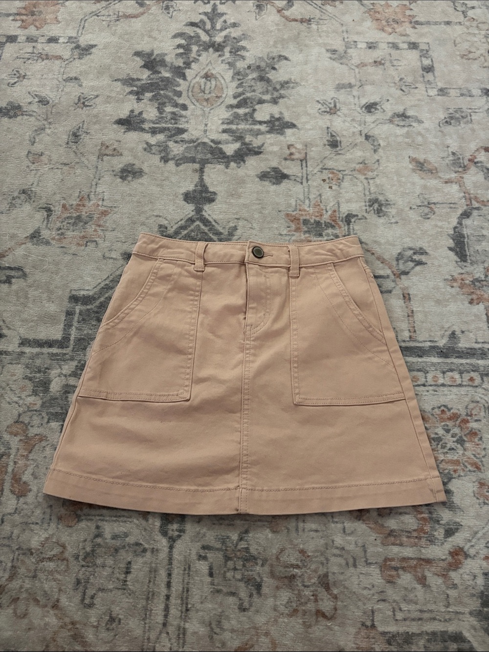 Copper Key (Dillards) Girls' Cream Pink Denim Skirt with Front Pockets